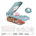 Blue 15 in 1Multifunctional Food Chopper Kitchen Vegetable Slicer Dicer CutterVeggie Chopper With 7 Blades