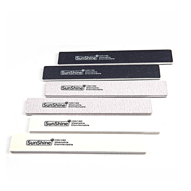 Custom Logo Printed Double Sides Washable Zebra Limes Emery Board Diamond Nail File 100 180 Grit