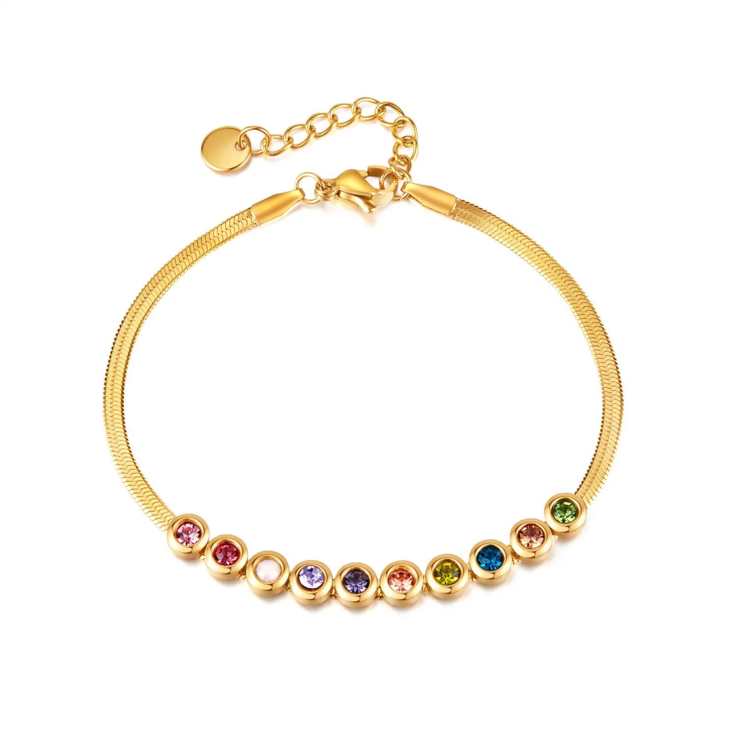 Classic Women's Stainless Steel Tennis Bracelet Cubic Zirconia Gold Snake Chain Geometric Pattern Fashion Jewelry Parties