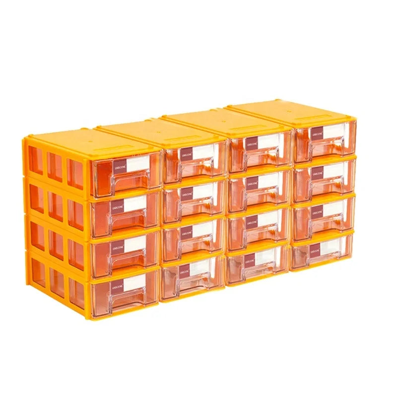 LEADLOONG F0 16Pcs Plastic Stackable Storage Box Yellow 140*90*40mm Office Small Parts Organizer Tool Boxes
