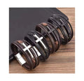 Wholesale Multilayer Braided Leather Bracelet With Magnetic Clasp Charm Cross Leather Bracelet Bangle for Men Jewelry