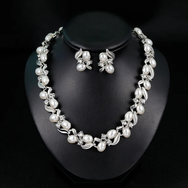 Pearl Necklace Jewelry Set Women  Bridal Jewelry Set Luxury