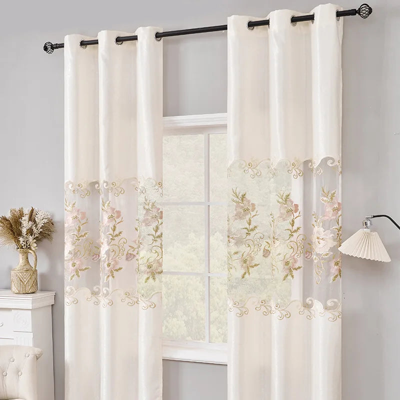 Water-soluble Hollow Embroidered Curtain Chenille European Style Blackout Curtains for Living Dining Room Bedroom