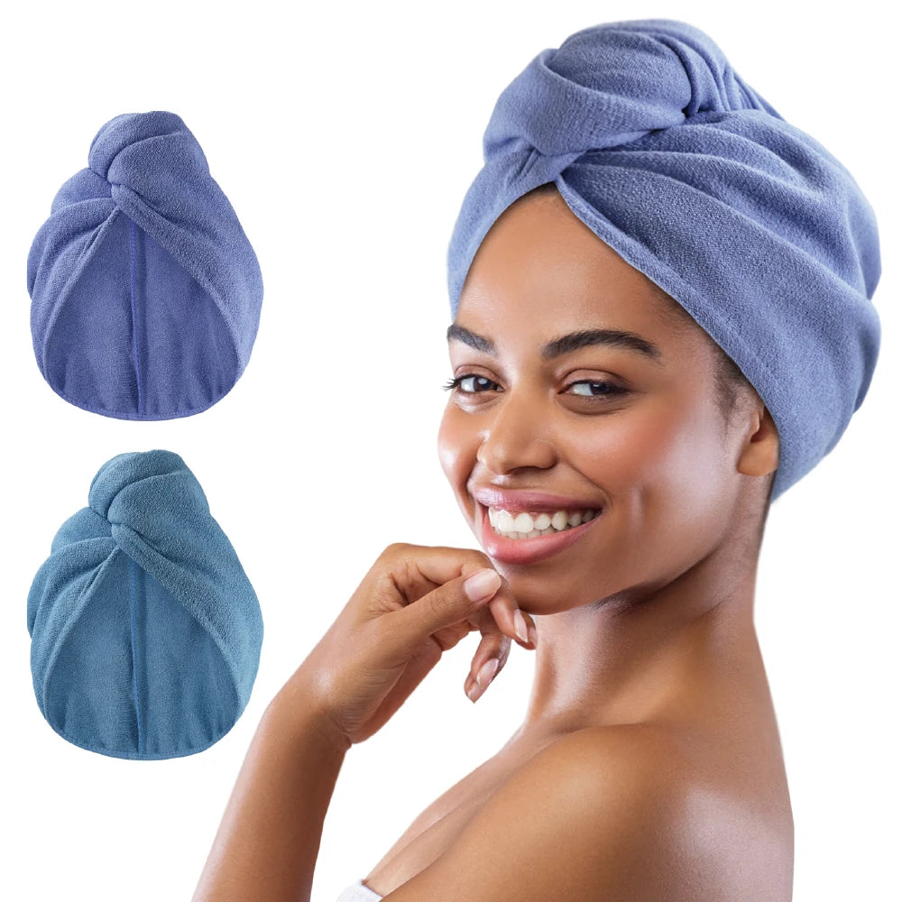 Super Absorbent Customized Logo Women Quick Dry Wrapped Hair Drying Turban Cap Microfiber Hair Towel