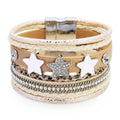 DHJ00031 Fashion Star Bracelet Women's Leather Bracelet Magnetic Buckle Bracelet Jewelry