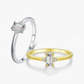 925 Sterling Silver Dazzling Rectangle Clear CZ Simple Finger Rings for Women Engagement Fine Jewelry Accessories