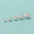 4mm -8mm Shiny S925 Sterling Silver Round Spacer Beads Matte Big Hole Corrugated Beads with Lucky Jewelry Making Fit