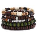 Fenyi Wholesale Jewelry 5 Pieces Bohemian Multi-layer Elastic Wooden Beads Retro Simple Beaded Bracelet Men and Women Couples