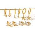 Light Luxury Exquisite Zircon Pendant Earrings 18K Gold Stainless Steel Starfish Clover Drop Earrings Wholesale for Women