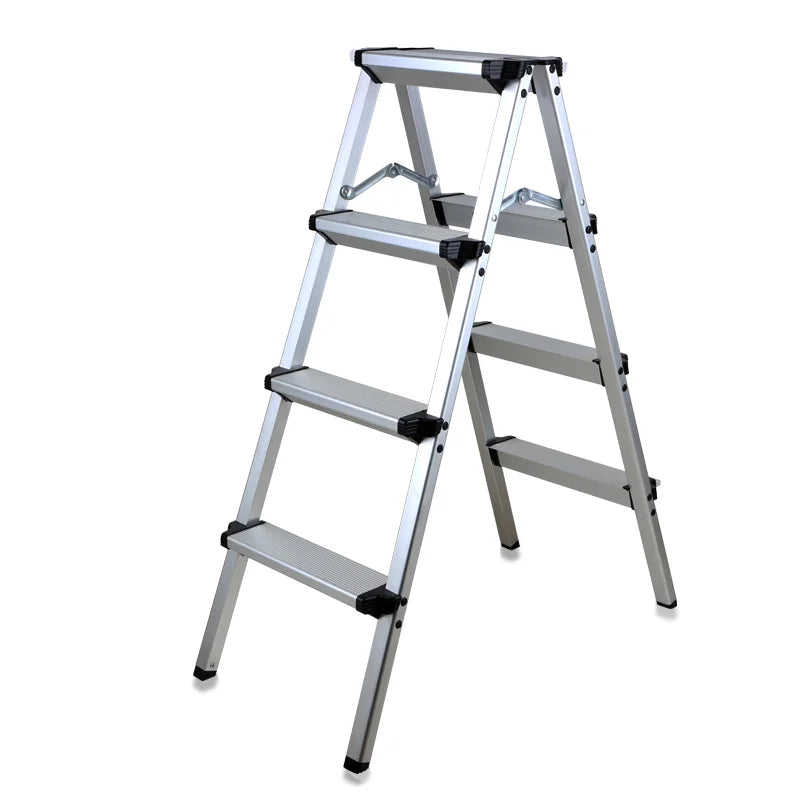 4 Step Ladder Anti-Slip Foldable Step Stool Aluminum Lightweight Modern Living Room with Wide Pedal
