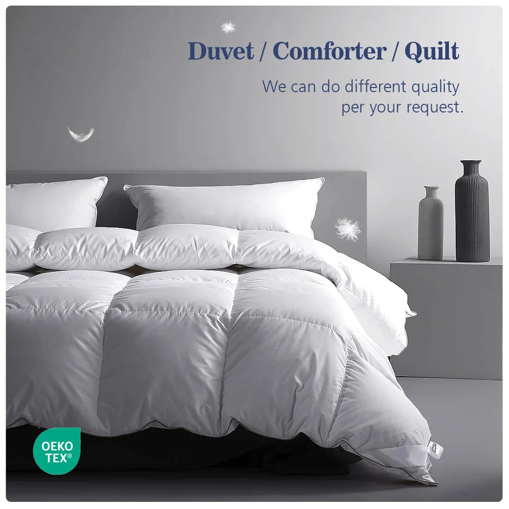 Luxury Quality Hotel /Home Super Soft Warm Down Proof Cotton Fabric White Goose Down  Duck Down Quilt Blanket Duvet Comforter