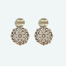 Classic Korean Niche Designer Jewelry 925 Silver Gold-plated Hollow Flowers Elegant Women Jewelry Geometric Alloy Earrings Gift