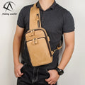 Andong Leather Retro Crazy Horse Leather Handmade Large Capacity Men's Messenger Bag Chest Bag Genuine Leather Shoulder Bag