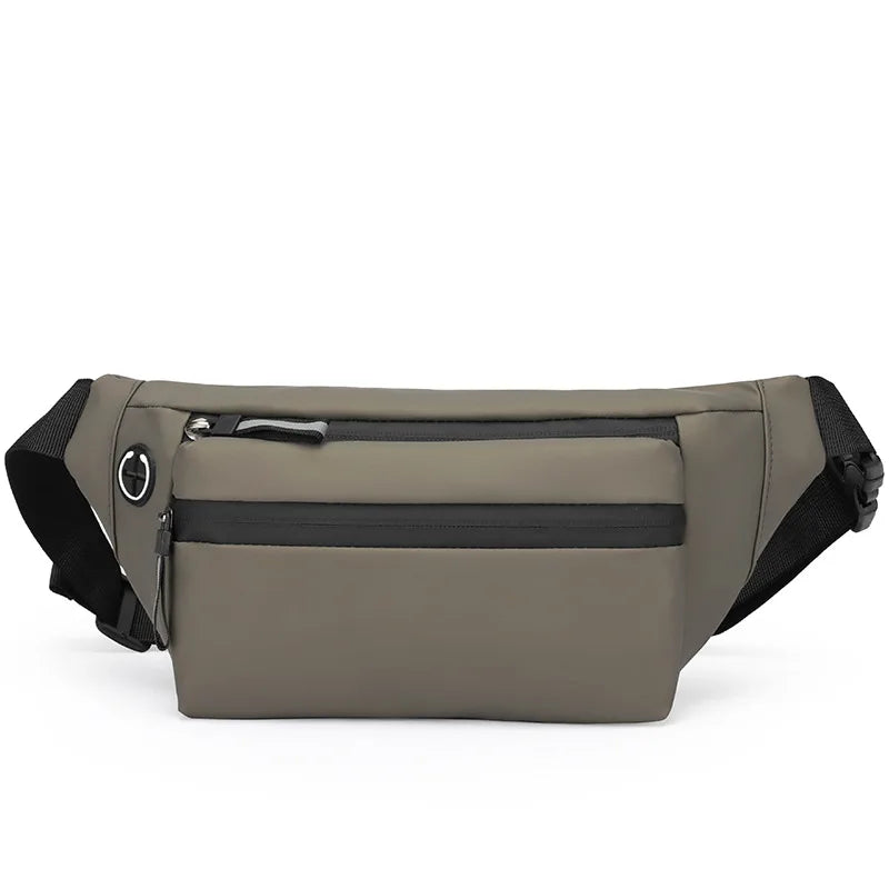 Unisex Waterproof PU Fanny Pack Zipper Closure Men's Logo Breast Bag Casual Sports Cycling Running Travel Messenger Bag