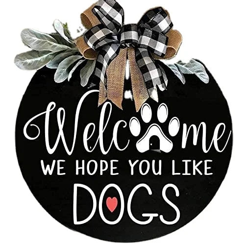 Tailai Indoor Outdoor Wall Hanging Decorations Rustic Farmhouse Round Wood Garlands Welcome Wreath Sign for Front Porch Decor