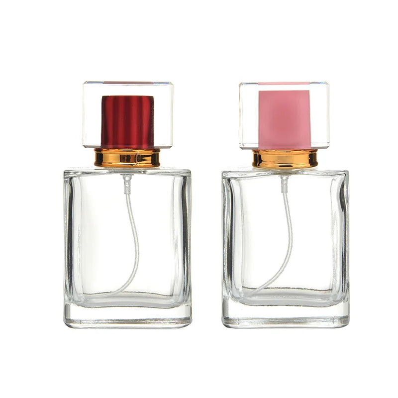 Stock Empty 50ml Blue Red White Black Color Glass Perfume Bottle with Cover