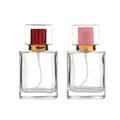 50ml 60ml luxury square clear glass perfume bottle with colorful spray high quality