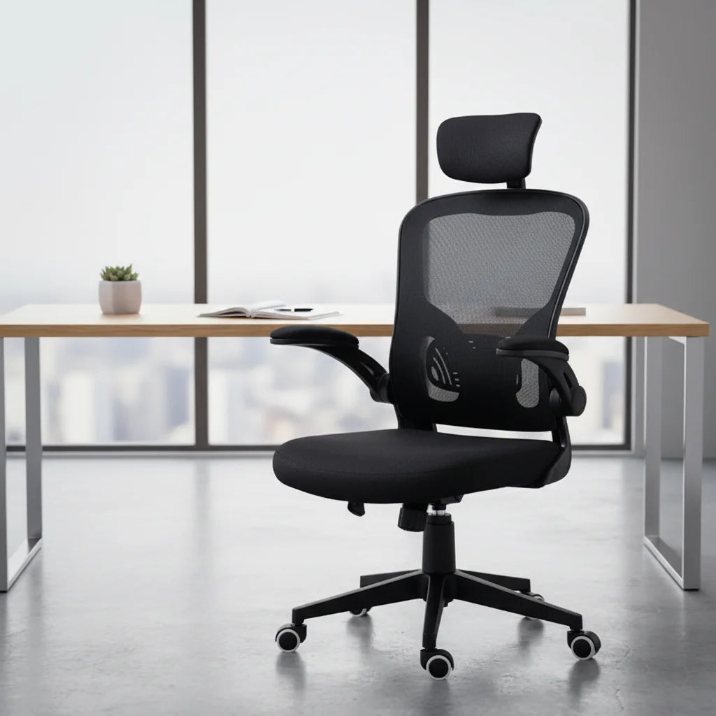 Comfortable and Stylish Fabric Executive Office Chair with Adjustable Headrest Ergonomic Staff Grid Chair Silla De Oficina