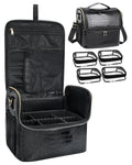 Comes With 4 Independent Small Bags Large Capacity Adjustable Partition Makeup Box Crocodile Pattern Makeup Brush Storage Box