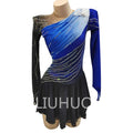 For LIUHUO Gradient Blue and Pink Long Sleeve Figure Skating Skirt Elegant Performance Wear for Girls' Competition for Children