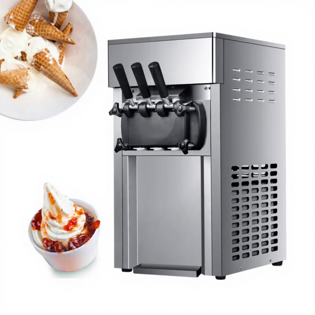 Three Flavors Commercial Soft Ice Cream Machines Table Counter Top Soft Ice Cream Machine Automatic Operate Machine