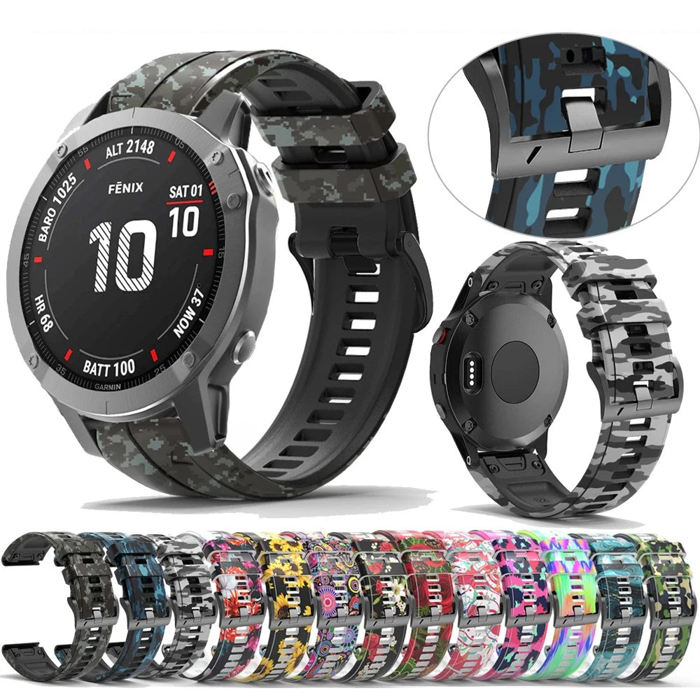 Quickfit Silicone Wrist Straps for Garmin Fenix 6X/7X/7/6 Pro/5/5X EPIX Smart Watches Easyfit Rubber Watchband