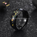 8mm Black Tungsten Carbide Wedding Band with Colorful Opal Inlay Gold Plated Trendy Mens Engagement Gift Ring