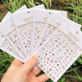 Paso Sico WG Series WG538-543 Gold Moon Star Sky Shiny Mixed Element Paper Nail Art Sticker Decals 3D