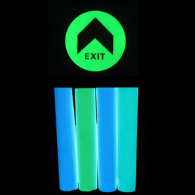 Glowing Green Blue Phosphorous Glow in the Dark Night Wall Paper Luminous Safety Warning Emergency Exit Signs Sticker Sheet Film