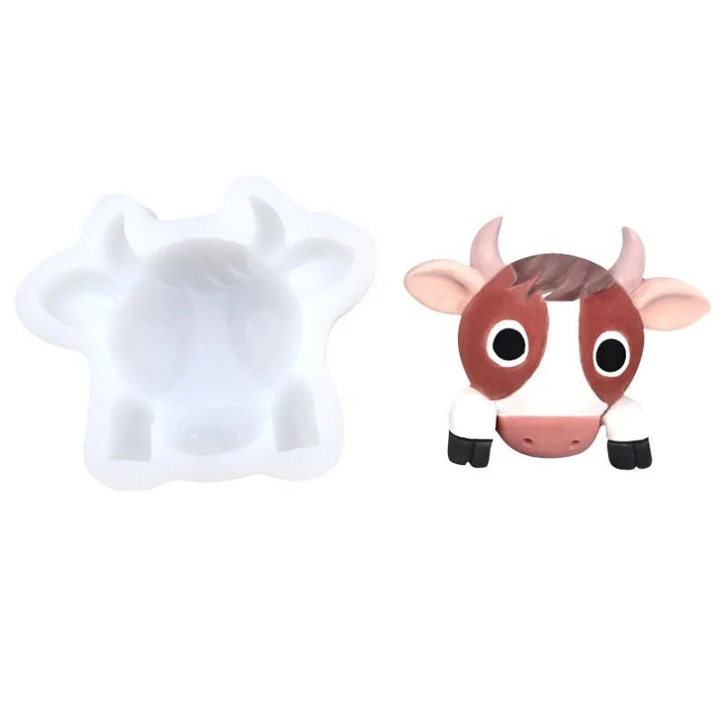 Hengya 3D Fondant DIY Baking Cow Ox -head  Candle Moulds Silicone