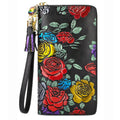 Leather Long Zipper Ladies Tassel Retro Ethnic Style Three-Dimensional Printing Anti-Theft Brush Wallet Purse