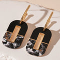 Kaimei 2025 Fashion Jewelry Retro Dark Dyed Acrylic Oval Geometric Silver Needle Earrings Oval Black Acrylic Gold Hoop Earrings