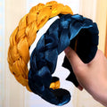 HOVANCI Vintage Fabric Braided Headwrap Headbands Stylish Cloth Hair Hoop Turban Velvet Twisted Knotted Headband for Makeup
