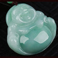 Buddha Pendant Jewelry Natural Burmese Jadeite a Grade Ice Glutinous Bean Green Laughing Buddha Pendant for Women