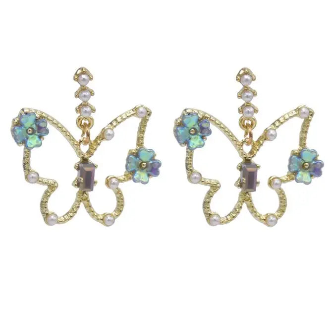 Fashion Rhinestone Butterfly studs Earrings for Women Wedding Party Jewelry Gift