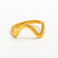 Joolim Jewelry Wholesale 18K Gold Plated Waved Curve Stainless Steel Dainty Ring for Women Trendy Style for Parties