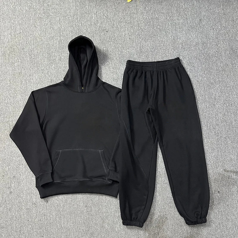 Unisex Heavyweight Oversize Pullover Hoodie Wholesale Custom Logo Thick Fleece Cotton Plus Size Men's Hoodies Set