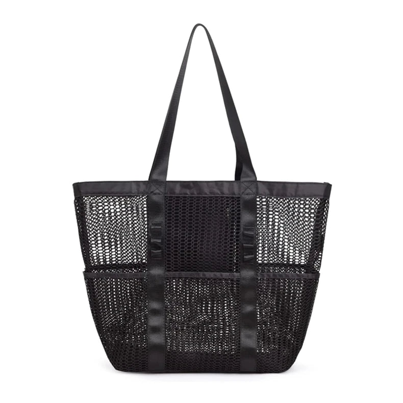 Casual Women's Nylon Mesh Tote Bag Foldable Shoulder Hobo for Beach Picnic Vacation Linen & Fabric Beach Cotton Bag Packaging