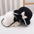Fashion Trendy Black White Two Tone Australia Wool Felt Church Hat Women Lady Derby Hat with Flowers