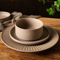 Round Shape Ceramic Dinner Plate Unglaze Tableware Set Matte Pottery Rice Soup Bowl Original Earth Color Porcelain Steak Plate