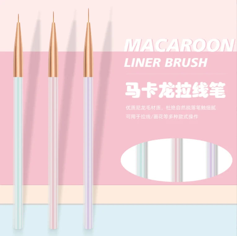 New Arrival 3pcs Professional Macaroon Nail Art Liner Bruch 3D Painting Brush Pen Beauty Uv Gel Brush Manicure Tools