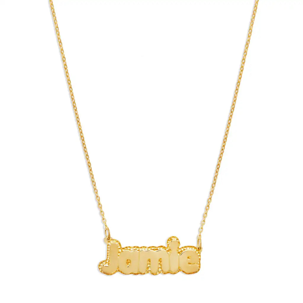 QIUHAN Dropshipping Custom Name Pendant Double Plate Bubble Letter Nameplate Necklace