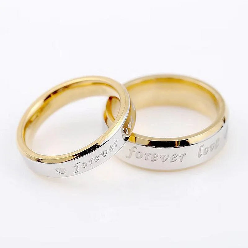 Wholesale Valentine's Day Hot Titanium Steel Ring Forever Love Couple Gold Ring