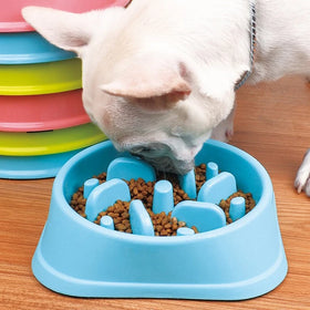 ZMaker Hot Selling Multi-colors Portable Plastic Slow Feeder Dog Bowl Pet Eating Slow Feed Bowl