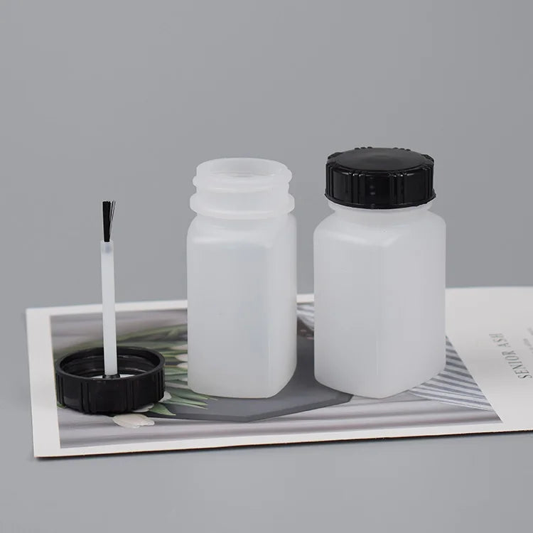 Popular HDPE 50ML square Plastic Touch up Paint Bottle Car Paint Repair Bottle Glue Bottles with Brush Twist Cap