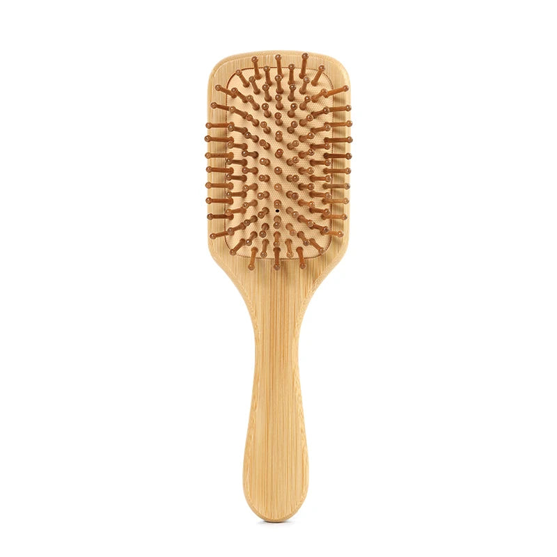 Eco-Friendly Detangling Hair Brush Set with Bamboo Handle and Massage Cushion Comb Wooden Paddle Brush Airbag Comb Laser Type