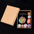 Reiki Tumbled Stone Set Resin Energy Crystal Chips Orgone Pendant 7 Chakra Stone Pendant Necklace Set for Healing Gift