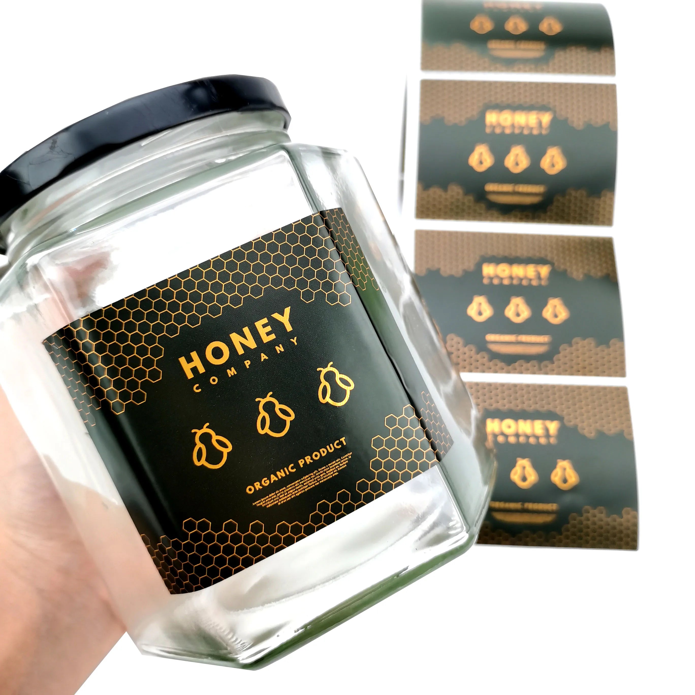 Digital Printing Private Food Adhesive Waterproof Food Honey Jar Labels Stickers logo Custom Label Sticker Packaging
