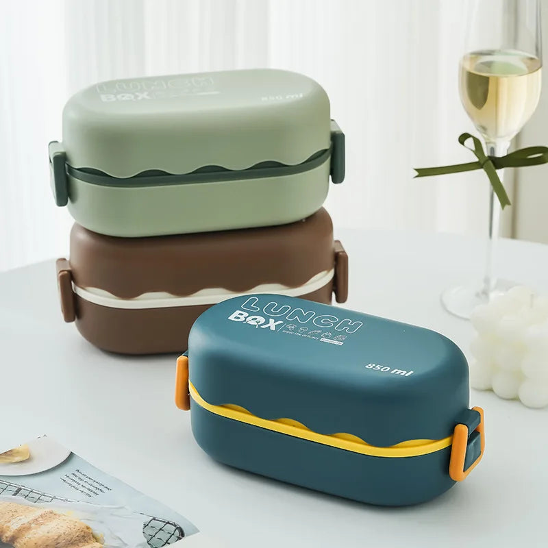 Plastic Microwavable Lunchbox Japanese Cartoon with Cutlery Office Worker Student Lunch Box