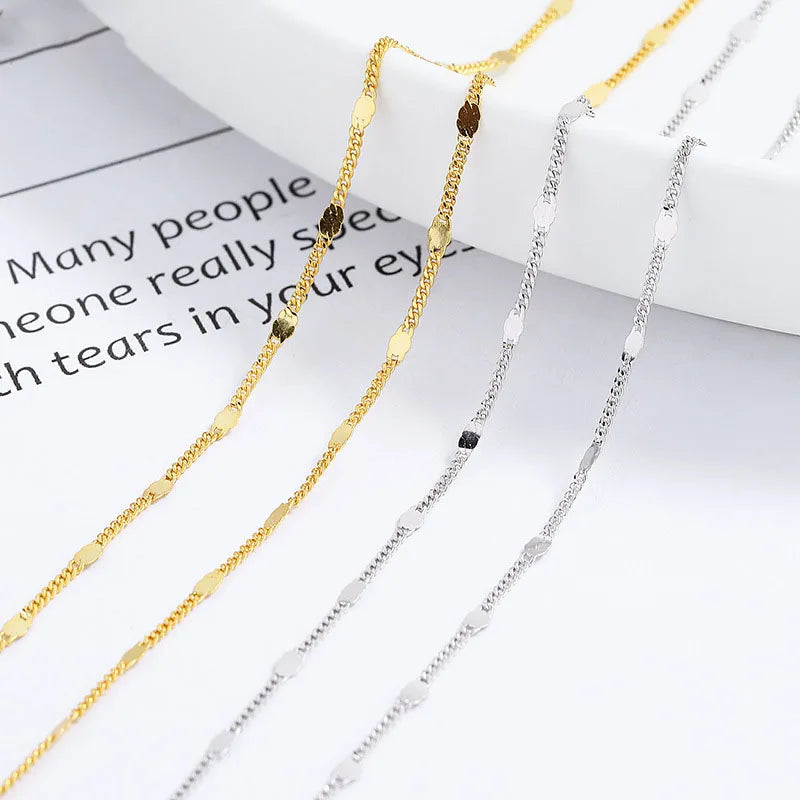 Personalized 925 Sterling Silver Gold Plating Small Black Plate Chain Necklace for Women Wholesale